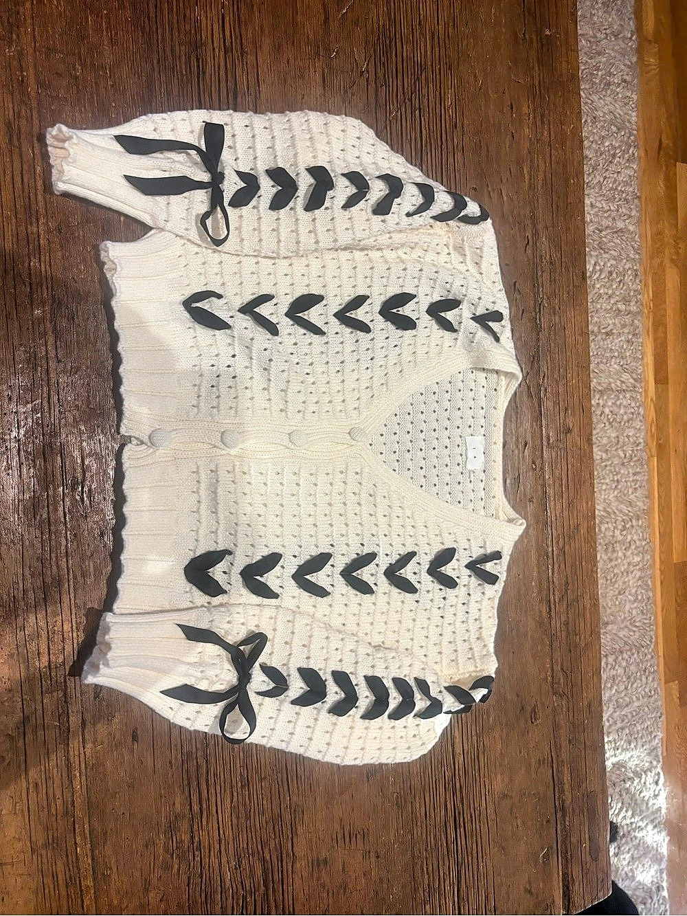 LENA Cream & Black Knit Sweater Size Medium